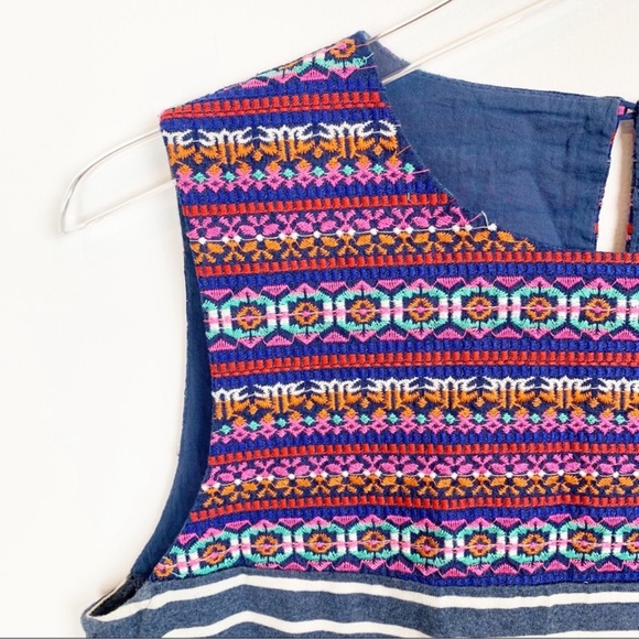 THML | Boho Striped Embroidered Shift Dress - Picture 7 of 9